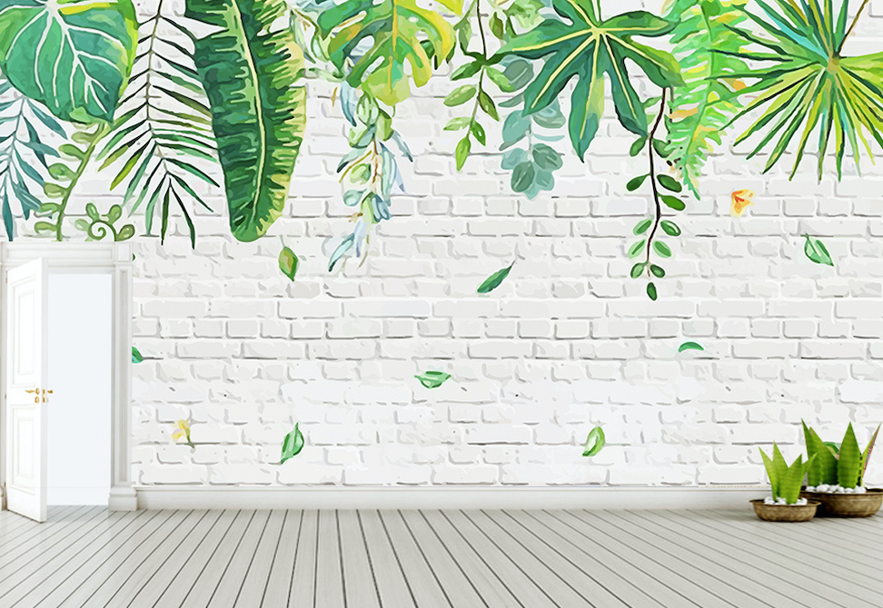 3D Green Vine Leaves WG110 Wall Murals