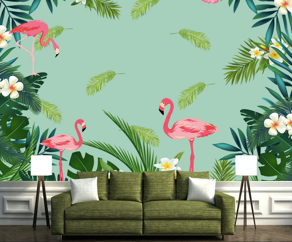 3D Flamingo Flower WG109 Wall Murals