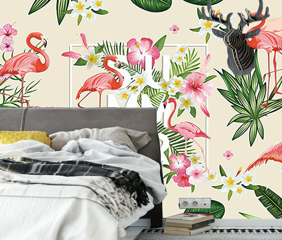 3D Gardenia Flamingo WG118 Wall Murals