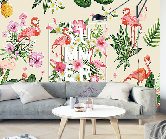 3D Gardenia Flamingo WG118 Wall Murals