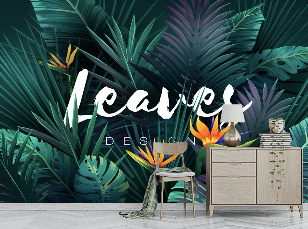 3D Emerald Green Leaves WG117 Wall Murals