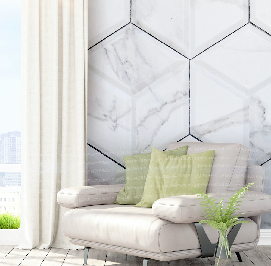 3D Hexagonal Marble WG123 Wall Murals
