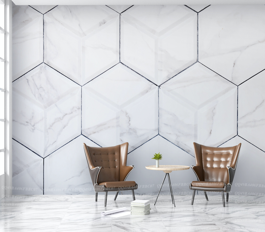 3D Hexagonal Marble WG123 Wall Murals