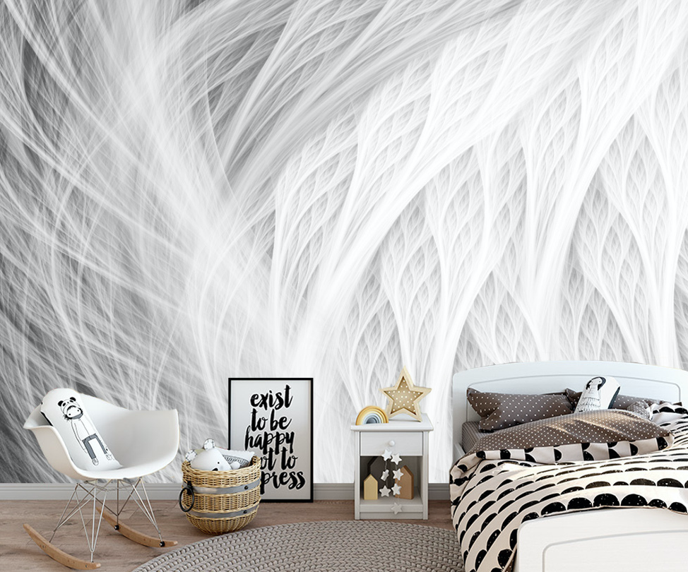 3D White Furry WG130 Wall Murals