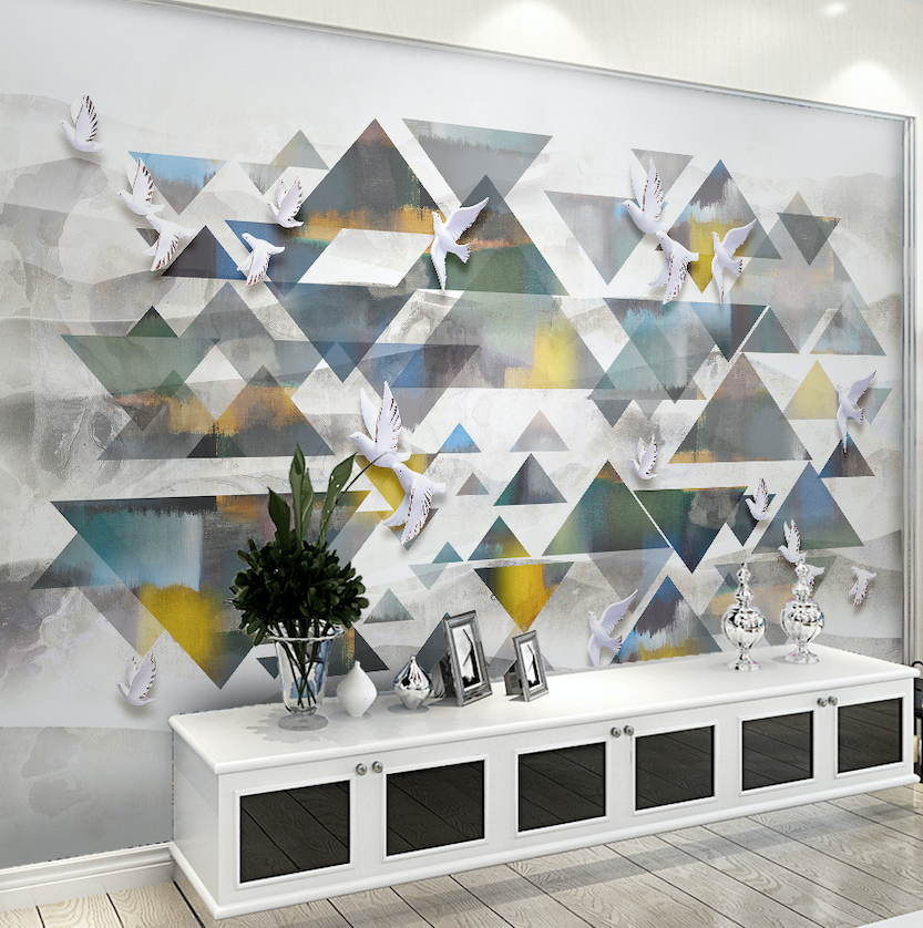 3D Pigeon Triangle WG150 Wall Murals