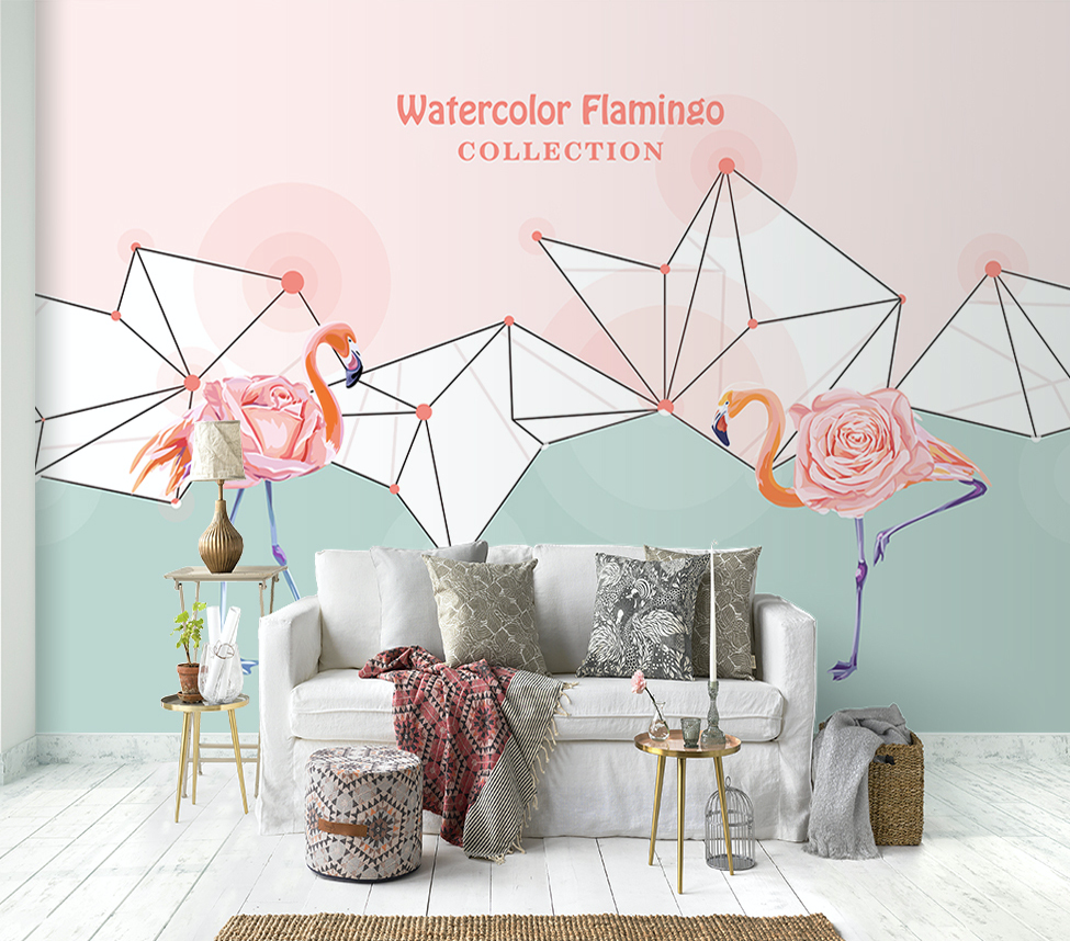 3D Flamingo Rose WG205 Wall Murals
