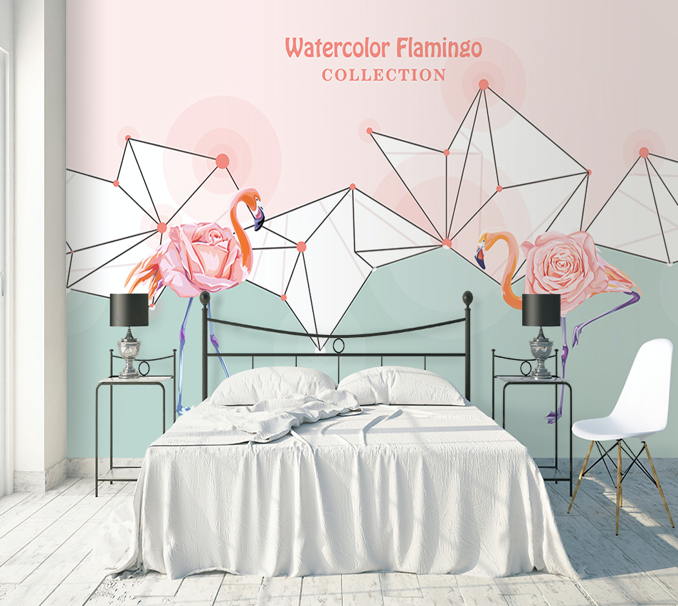 3D Flamingo Rose WG205 Wall Murals