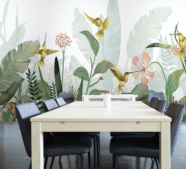 3D Yellow Bird Flower WG273 Wall Murals