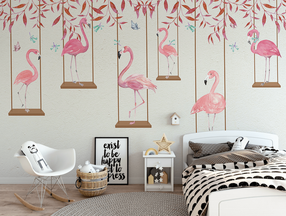 3D Pink Flamingo WG018 Wall Murals Wallpaper AJ Wallpaper 2 