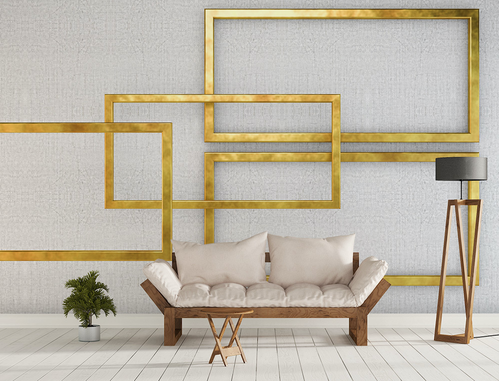 3D Golden Lines WG157 Wall Murals