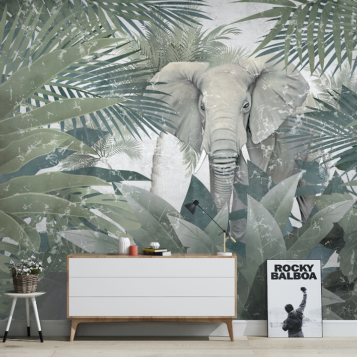 3D Forest Elephant WG044 Wall Murals