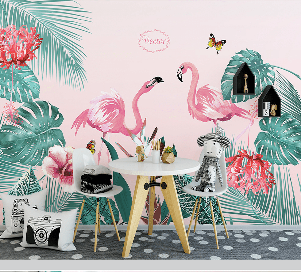 3D Pink Flamingo WG128 Wall Murals Wallpaper AJ Wallpaper 2 