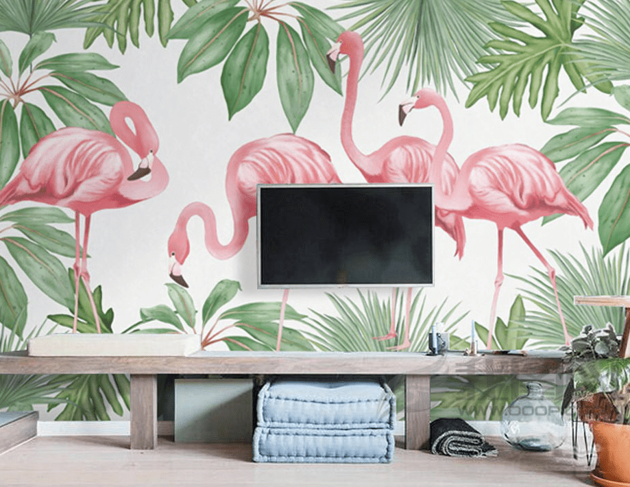 3D Pink Flamingo WG300 Wall Murals Wallpaper AJ Wallpaper 2 