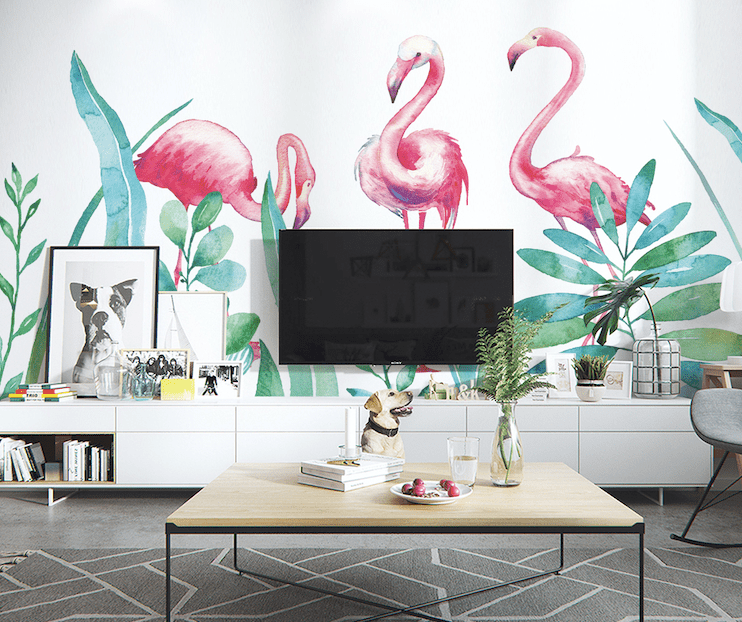 3D Pink Flamingo WG236 Wall Murals Wallpaper AJ Wallpaper 2 