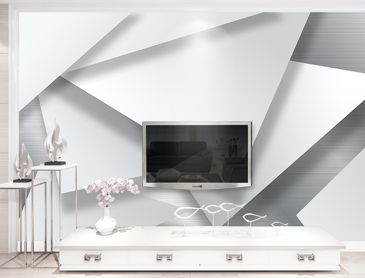 3D White Lines WG067 Wall Murals