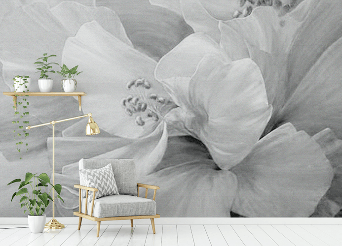 3D Grey Flowers WG081 Wall Murals Wallpaper AJ Wallpaper 2 