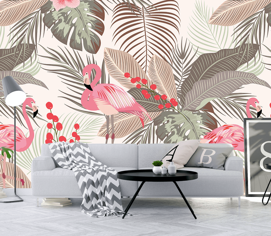 3D Pink Flamingo WG318 Wall Murals Wallpaper AJ Wallpaper 2 
