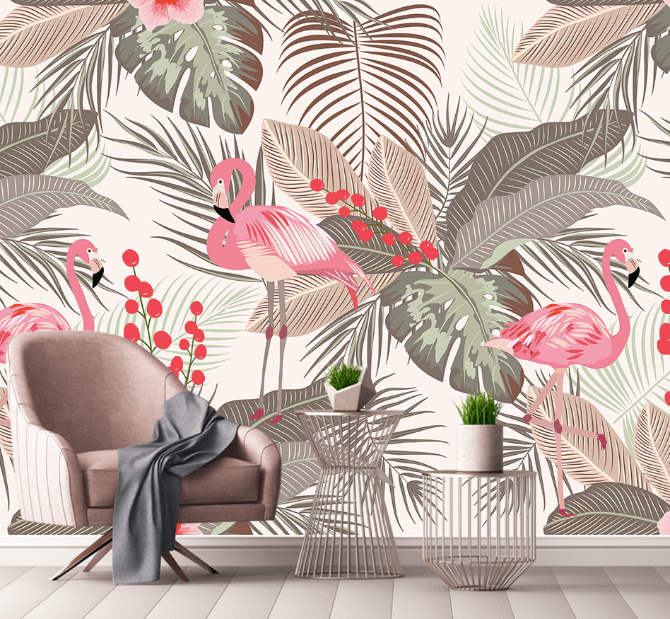 3D Pink Flamingo WG318 Wall Murals Wallpaper AJ Wallpaper 2 