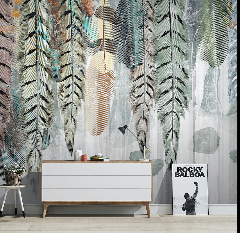 3D Colored Feathers WG038 Wall Murals
