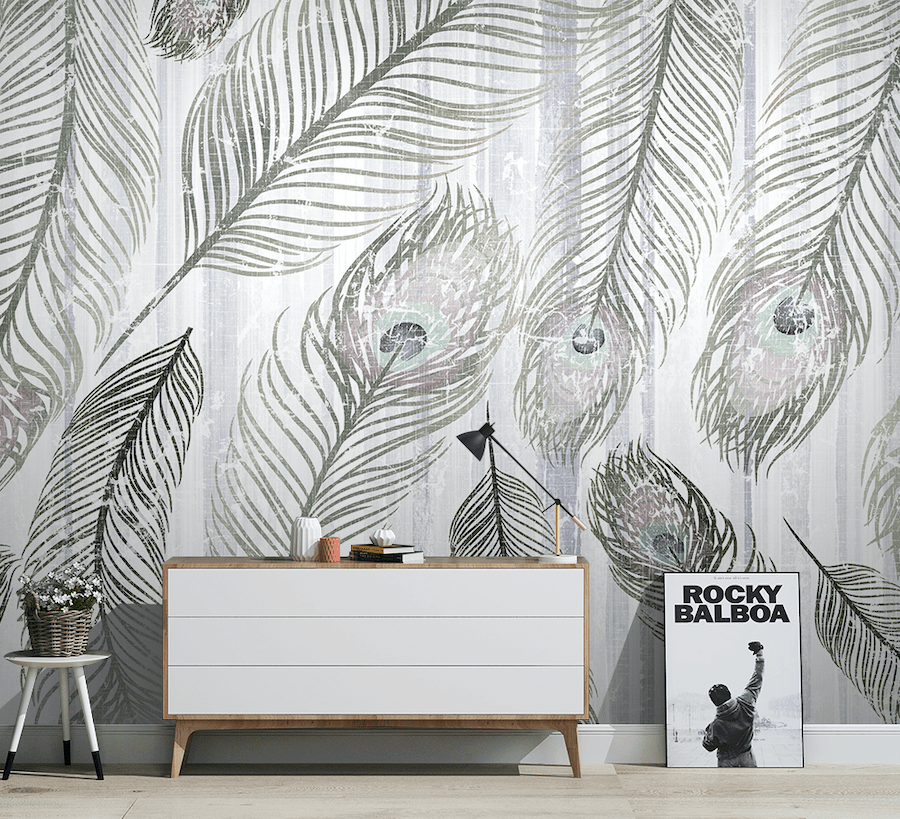 3D Grey Feather WG036 Wall Murals Wallpaper AJ Wallpaper 2 