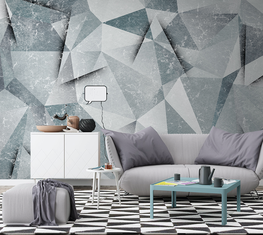 3D Grey Triangle WG039 Wall Murals