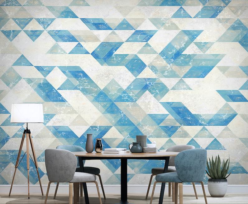 3D Blue Geometry WG047 Wall Murals