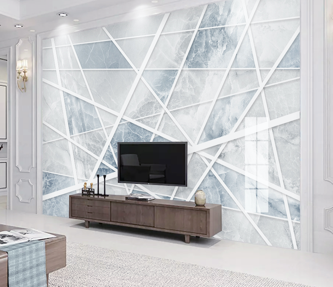 3D White Lines WG066 Wall Murals