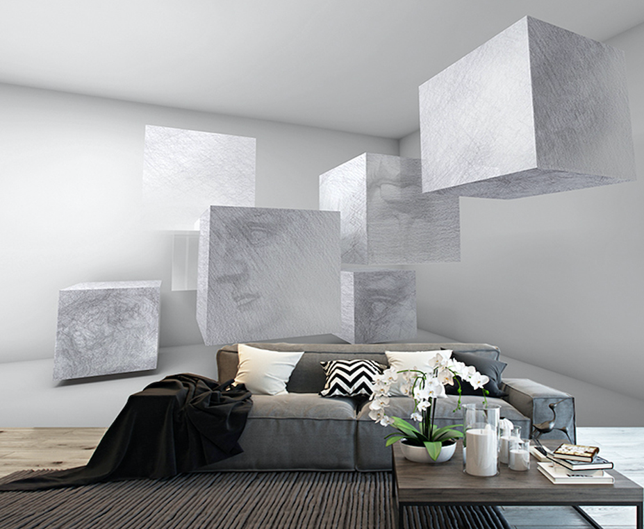 3D White Square WG162 Wall Murals