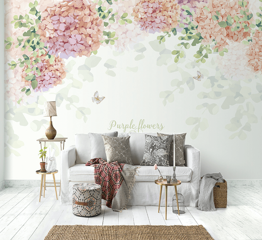 3D Pink Hydrangea WG203 Wall Murals Wallpaper AJ Wallpaper 2 