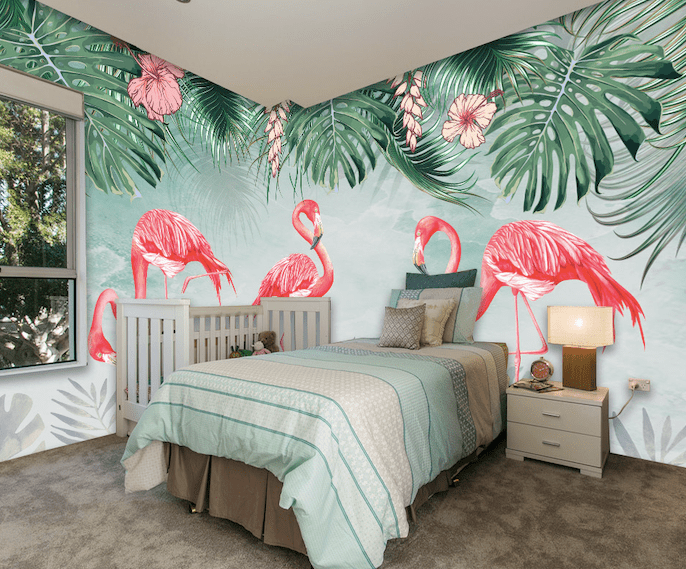 3D Pink Flamingo WG221 Wall Murals Wallpaper AJ Wallpaper 2 