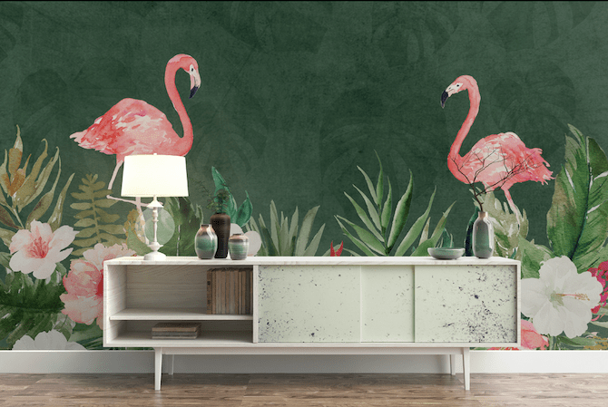 3D Pink Flamingo WG242 Wall Murals Wallpaper AJ Wallpaper 2 