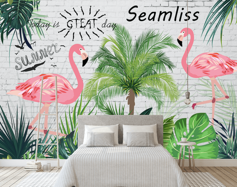 3D Pink Flamingo WG261 Wall Murals Wallpaper AJ Wallpaper 2 