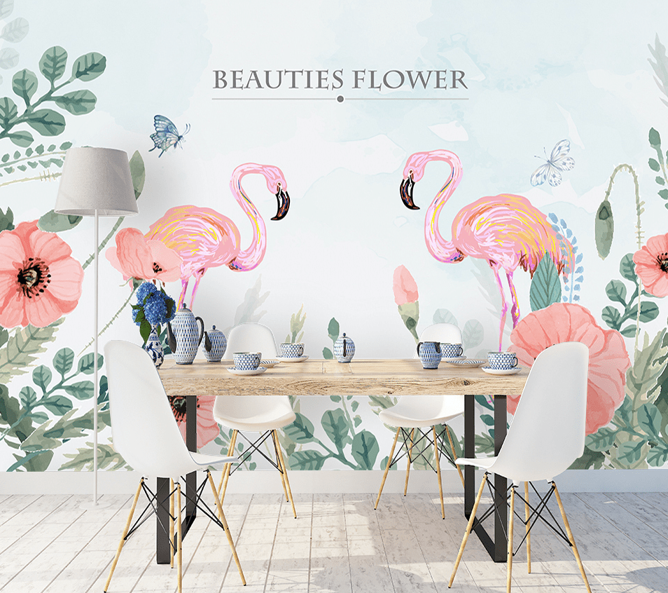 3D Pink Flamingo WG258 Wall Murals Wallpaper AJ Wallpaper 2 