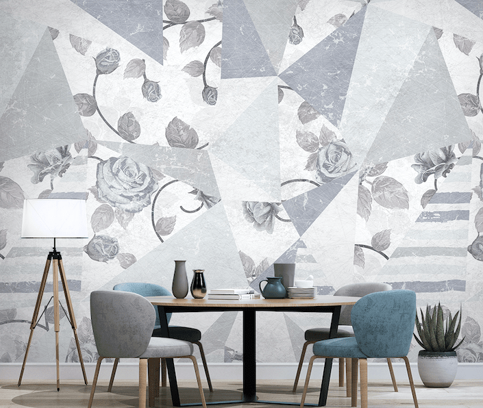 3D Grey Flowers WG266 Wall Murals Wallpaper AJ Wallpaper 2 