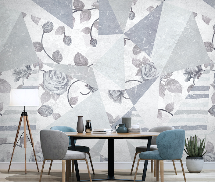 3D Grey Flowers WG266 Wall Murals