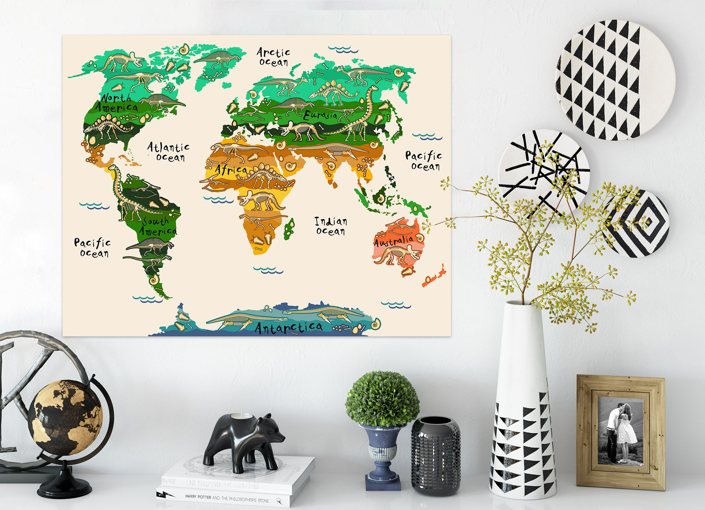 3D Seven Oceans 250 World Map Wall Sticker