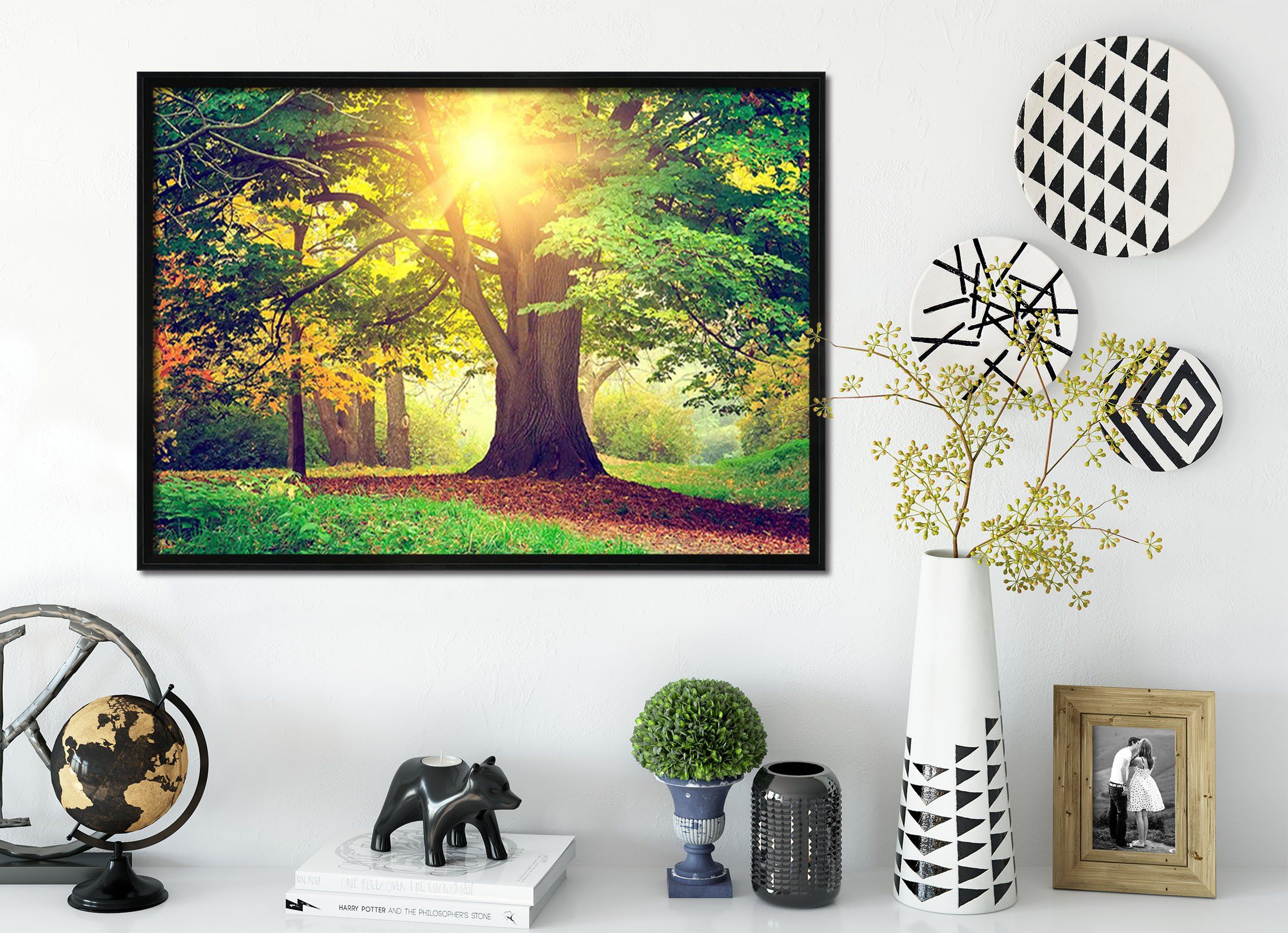 3D Sunny Tree 078 Fake Framed Print Painting Wallpaper AJ Creativity Home 