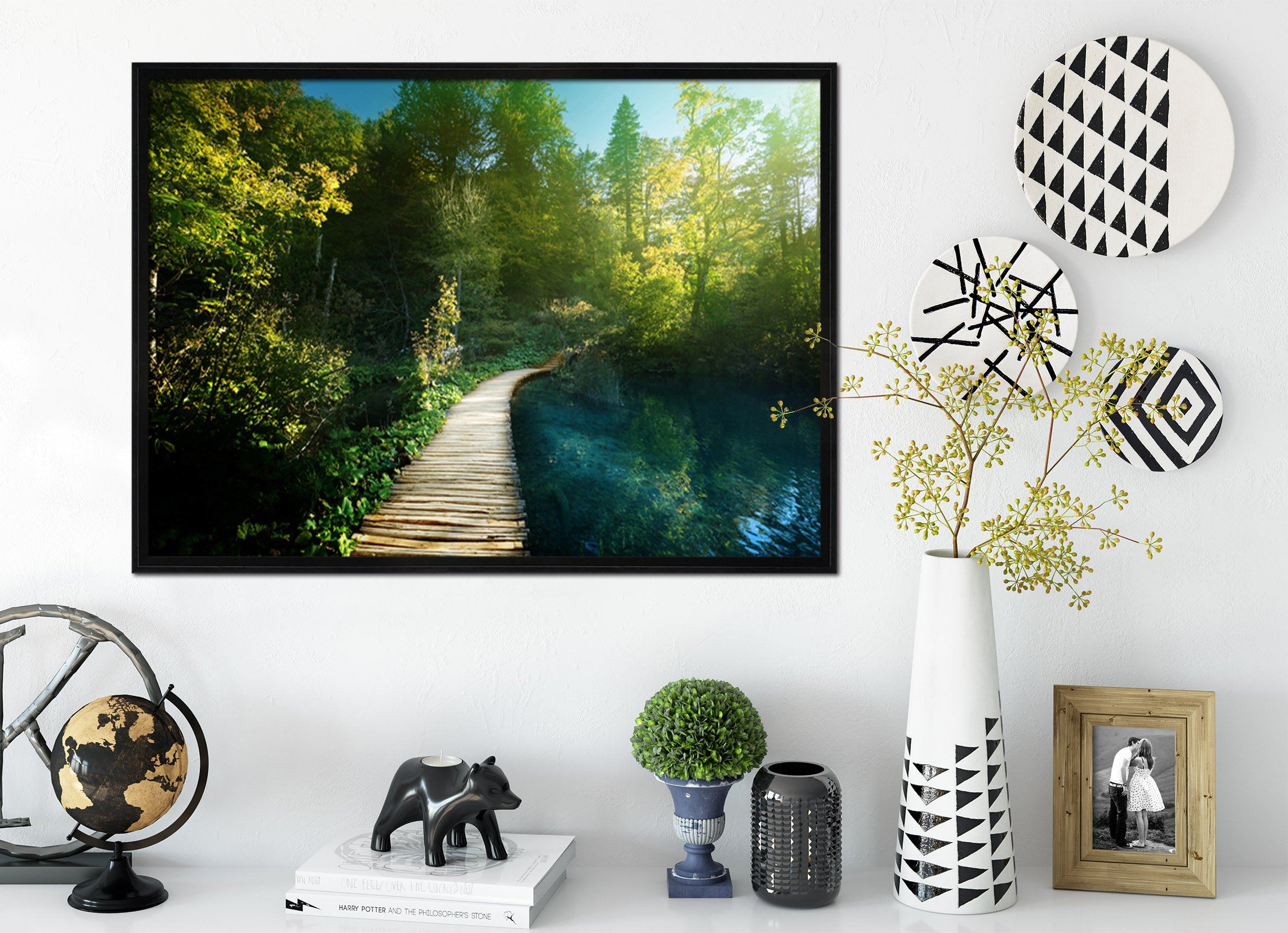 3D Bridge Woods 174 Fake Framed Print Painting Wallpaper AJ Creativity Home 