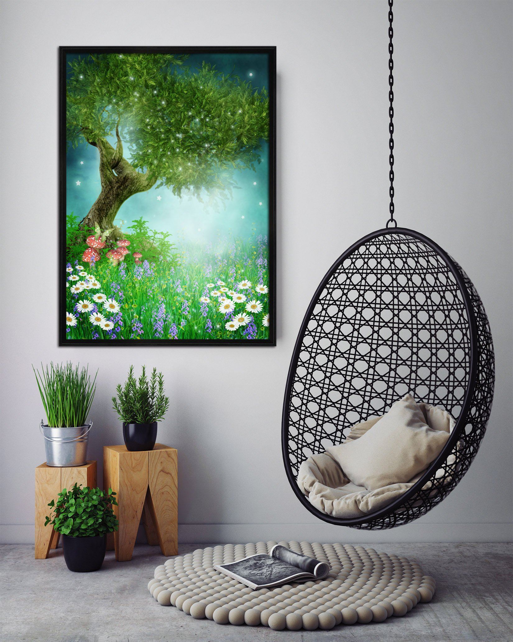 3D Mushroom Star 136 Fake Framed Print Painting Wallpaper AJ Creativity Home 