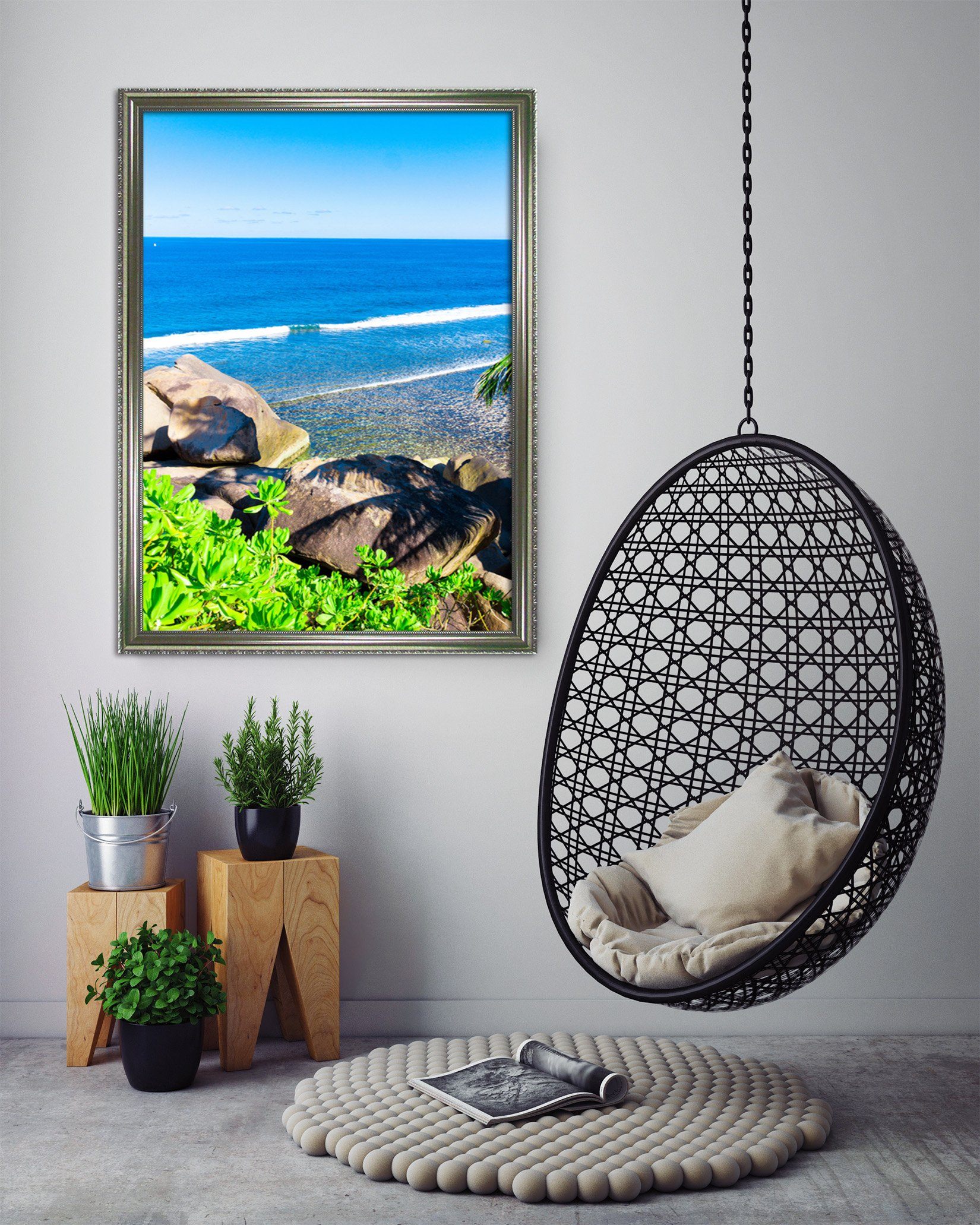 3D Blue Ocean 125 Fake Framed Print Painting Wallpaper AJ Creativity Home 
