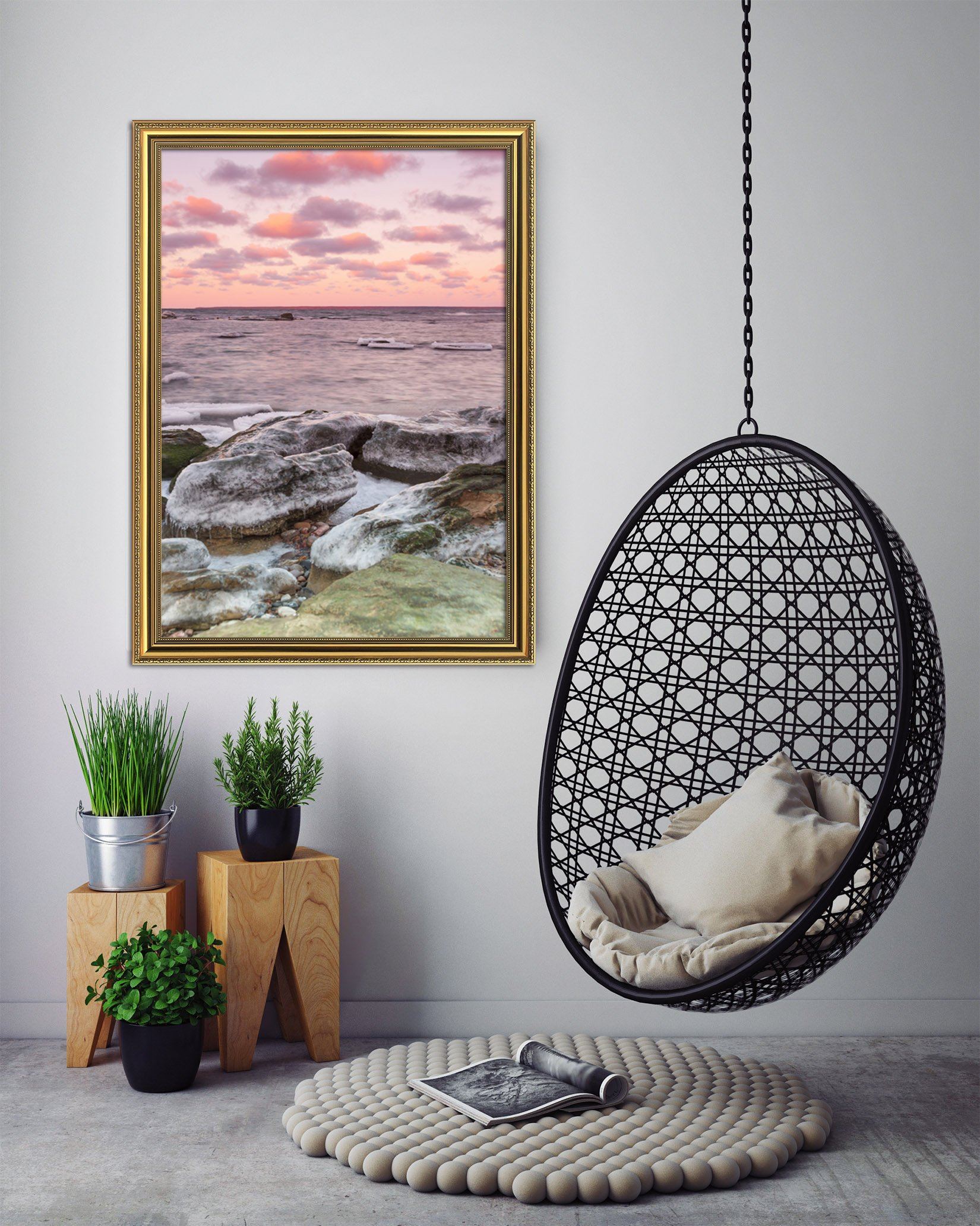 3D Red Cloud 016 Fake Framed Print Painting Wallpaper AJ Creativity Home 