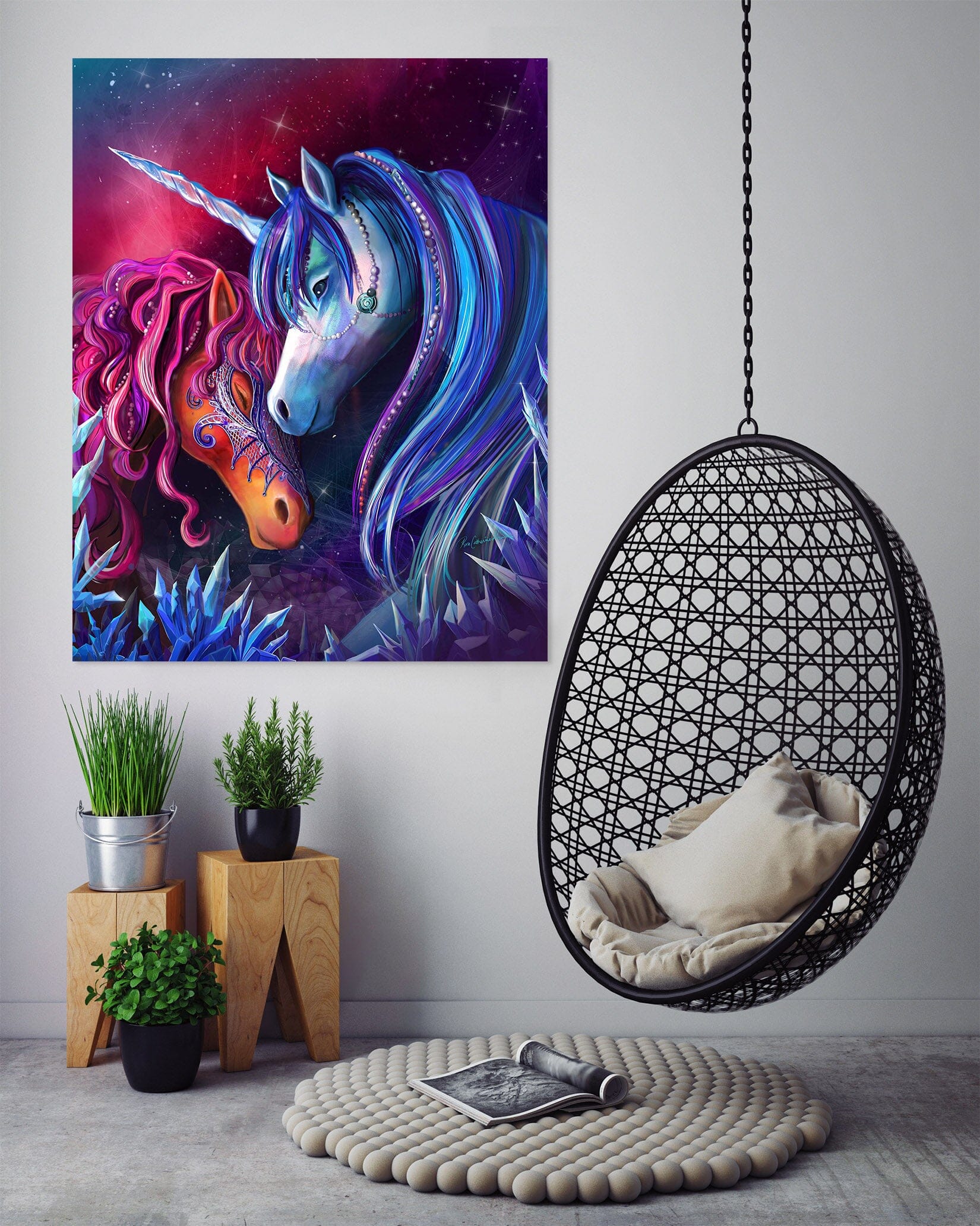 3D Crystal Unicorn 002 Rose Catherine Khan Wall Sticker Wallpaper AJ Wallpaper 2 