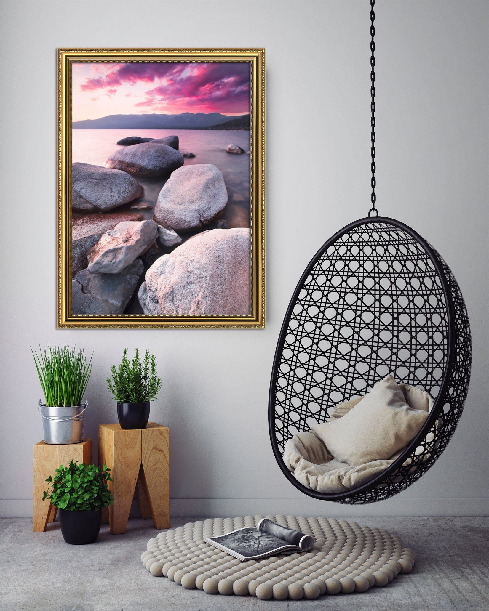 3D Big Stone 022 Fake Framed Print Painting Wallpaper AJ Creativity Home 