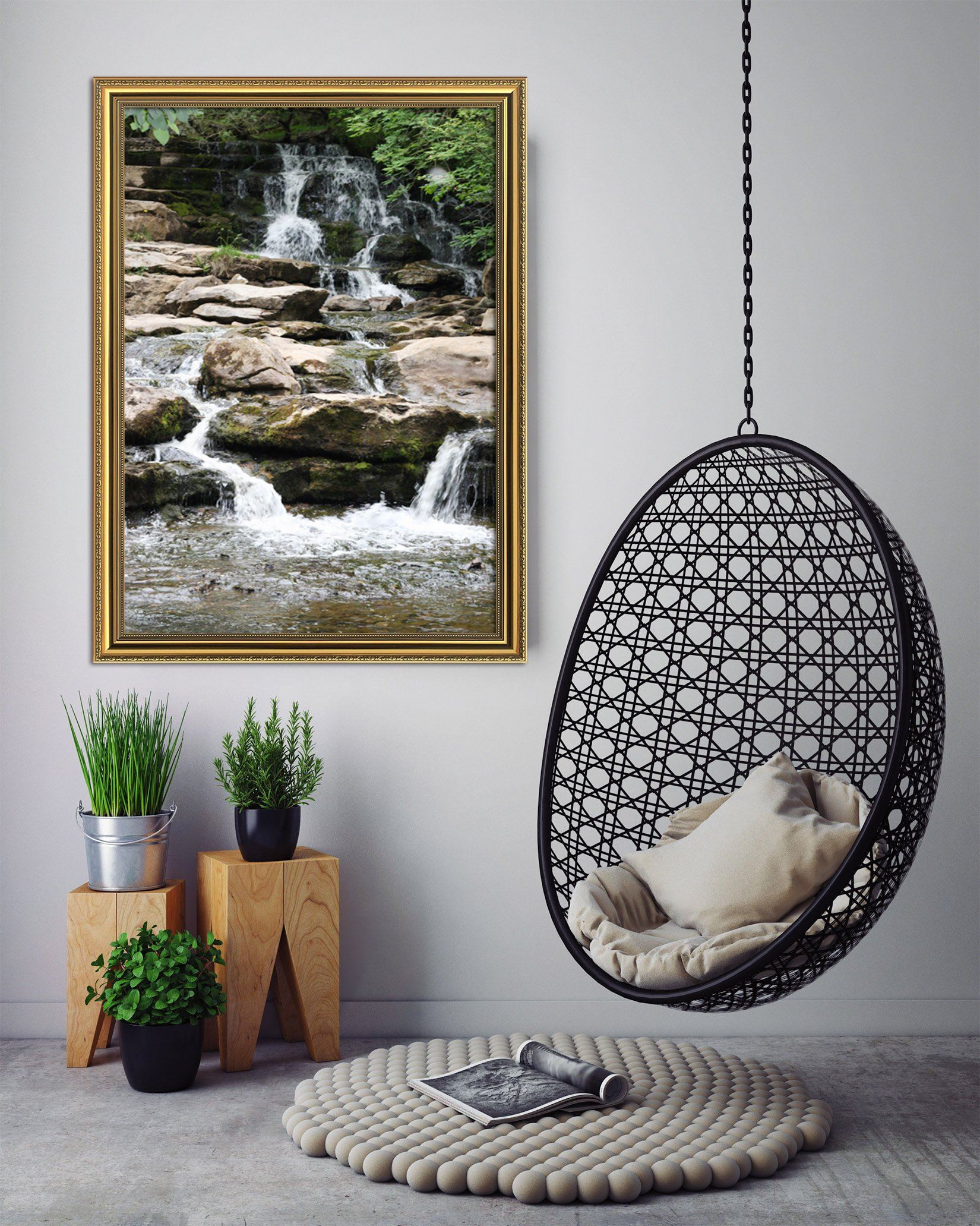 3D Small Stream 099 Fake Framed Print Painting Wallpaper AJ Creativity Home 