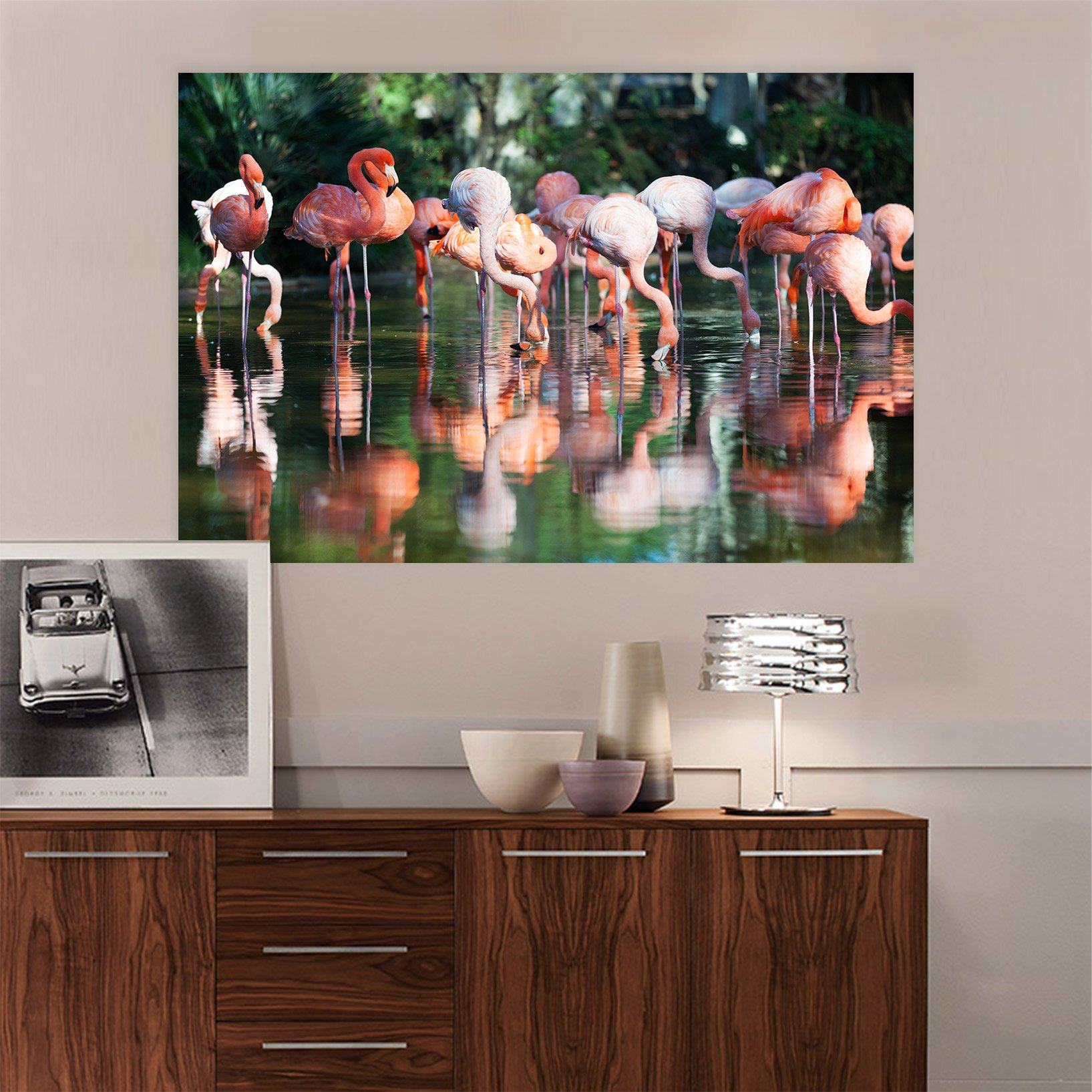 3D Lake Flamingo Group 57 Animal Wall Stickers Wallpaper AJ Wallpaper 2 