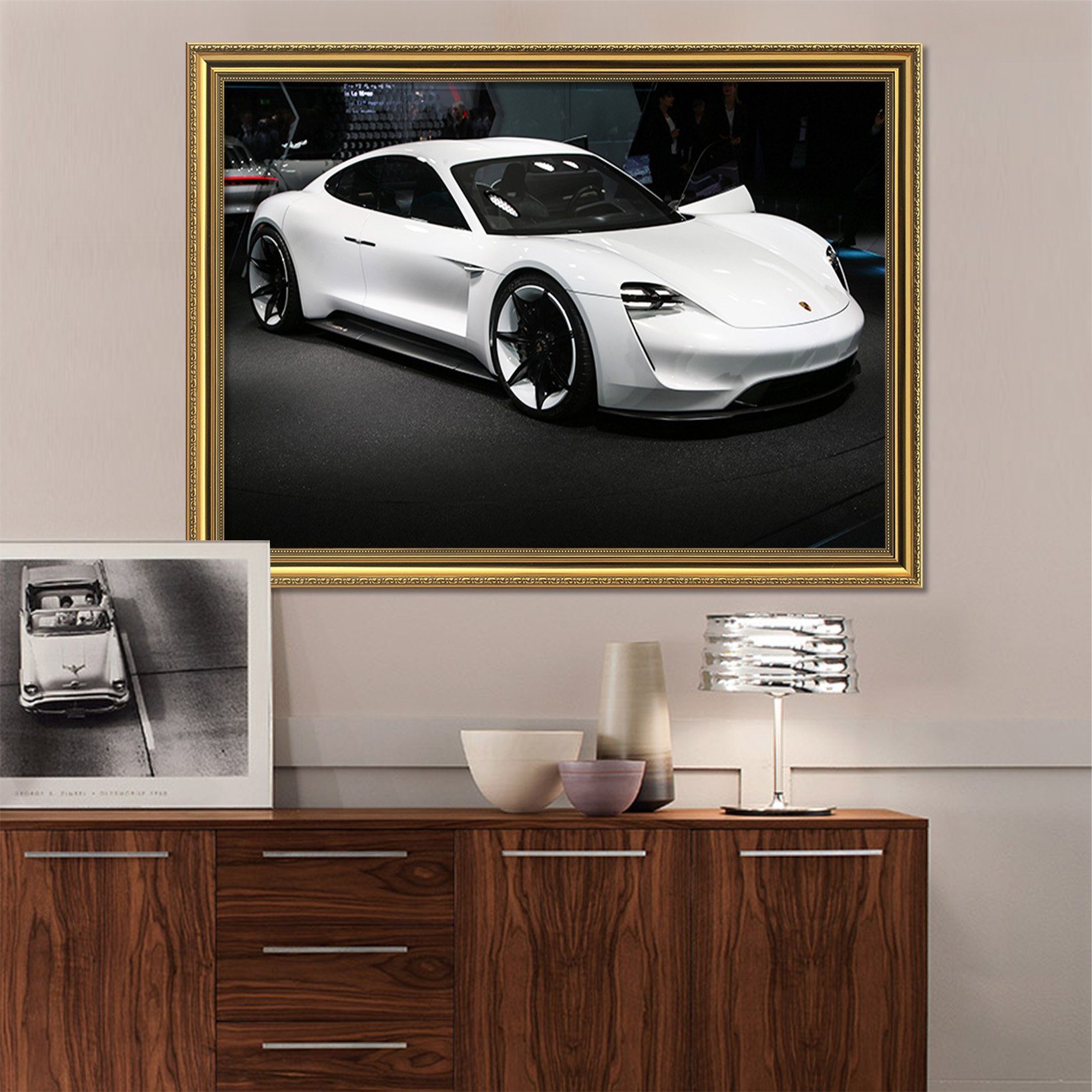 3D White Sports Car 186 Fake Framed Print Painting Wallpaper AJ Creativity Home 