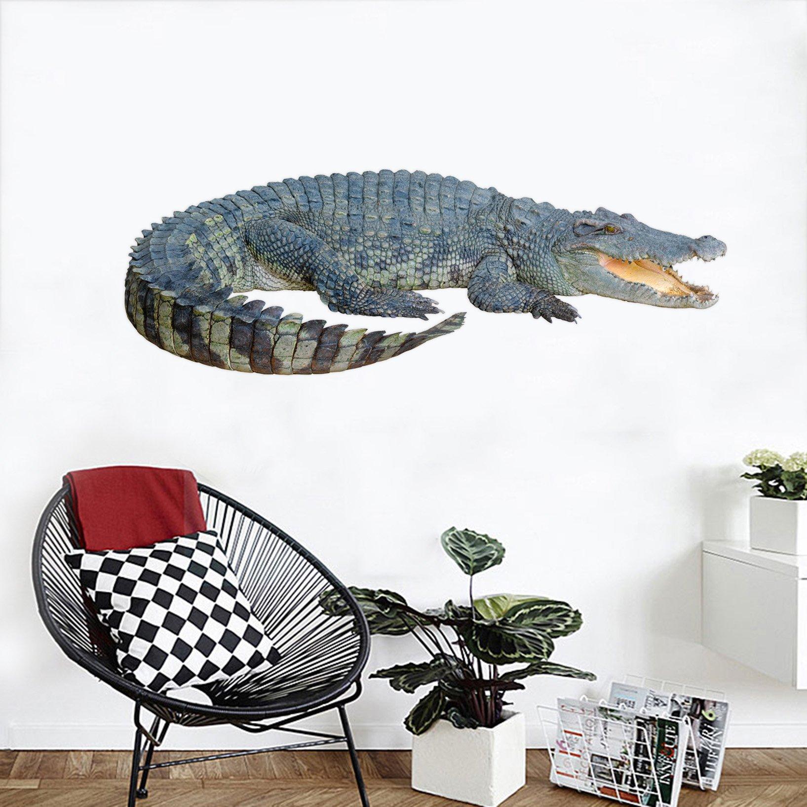 3D Open Mouth Crocodile 018 Animals Wall Stickers Wallpaper AJ Wallpaper 