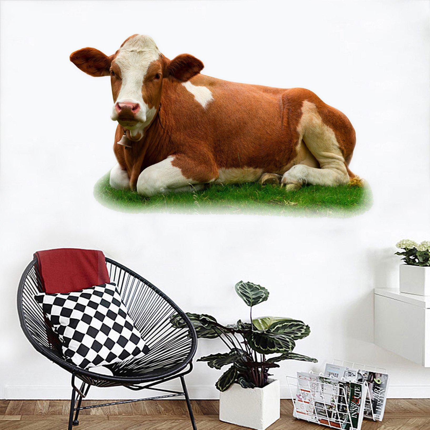 3D Cow Under The Arm 087 Animals Wall Stickers Wallpaper AJ Wallpaper 
