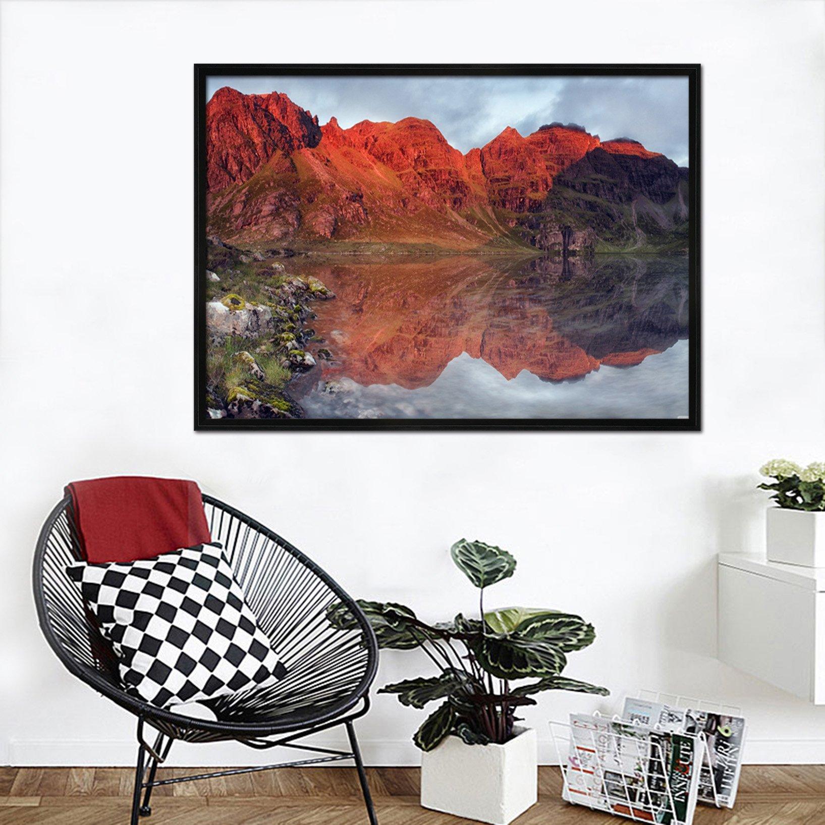 3D Red Mountain 028 Fake Framed Print Painting Wallpaper AJ Creativity Home 