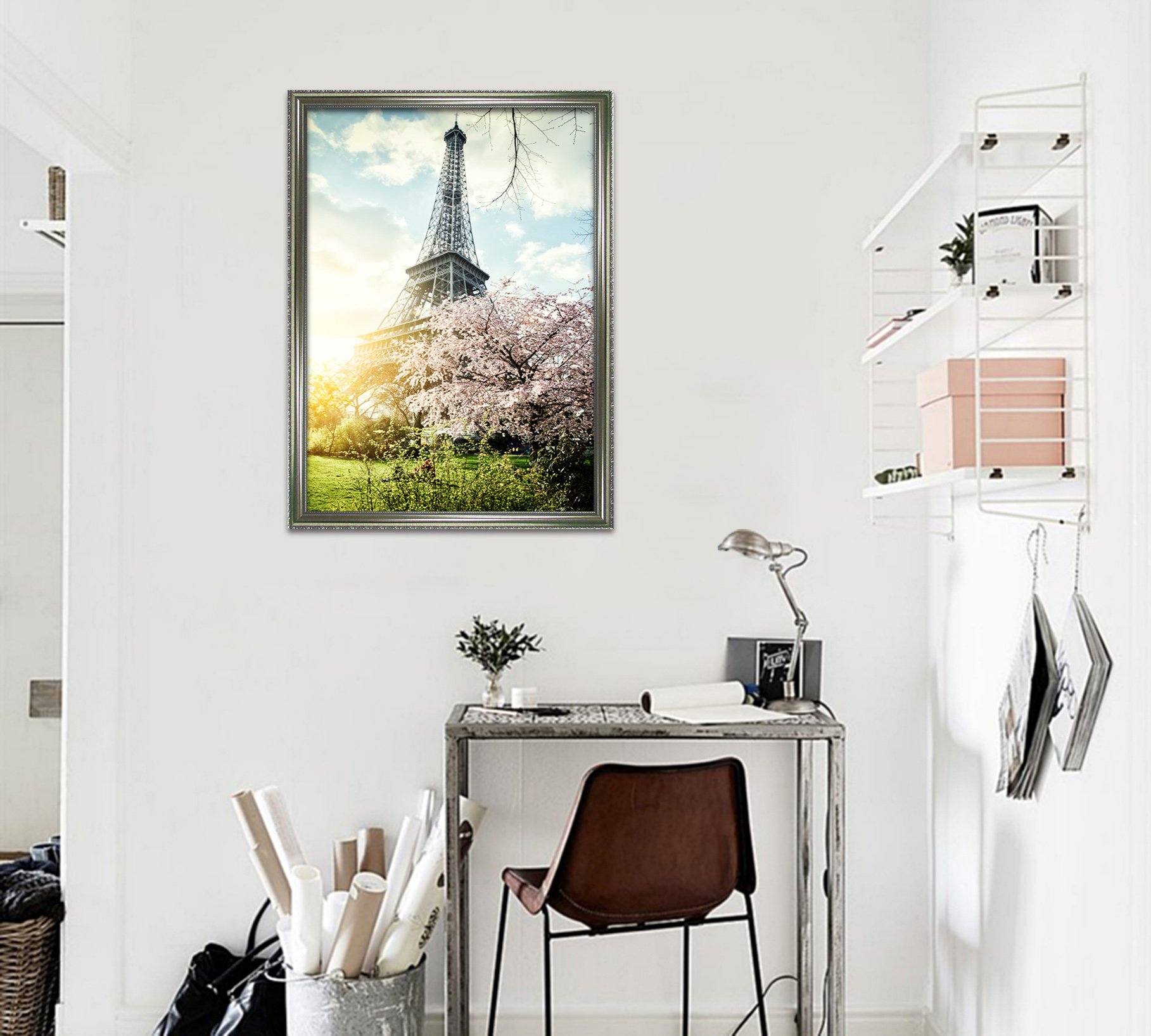 3D Tower Side Flowers 038 Fake Framed Print Painting Wallpaper AJ Creativity Home 